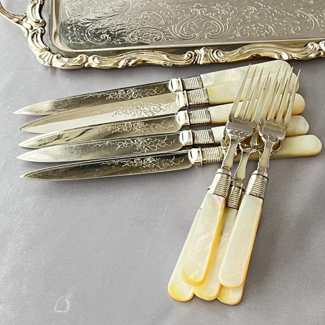 【Yates Brothers】【白蝶貝/純銀継手】パストリーセット