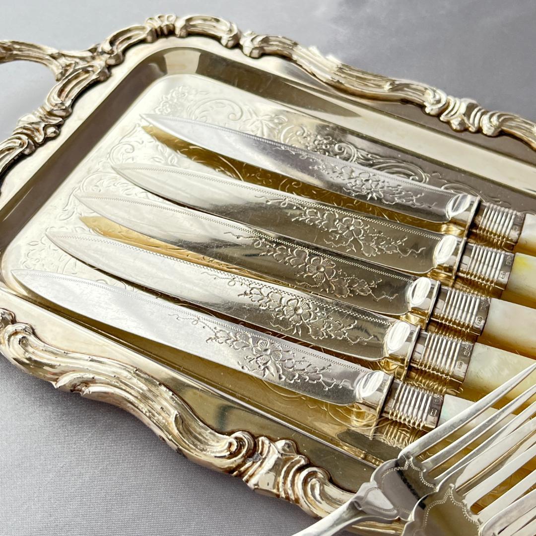 【Yates Brothers】【白蝶貝/純銀継手】パストリーセット