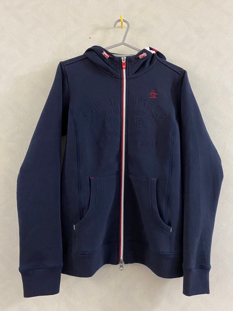 美品 Munsingwear パーカー M レディース ネイビー ダブルジップ