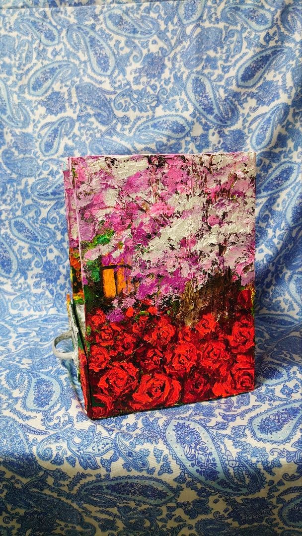 油絵 絵画 春の桜ボックス