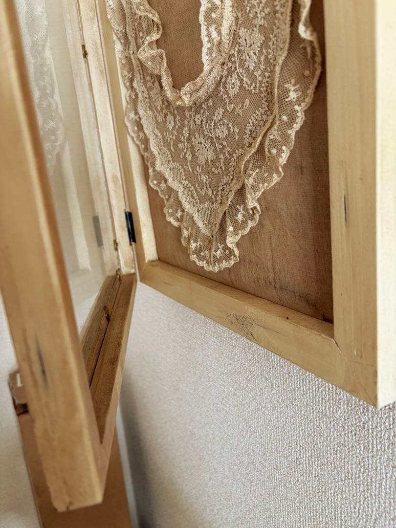 アンティークレース　襟　ガラスケース入り