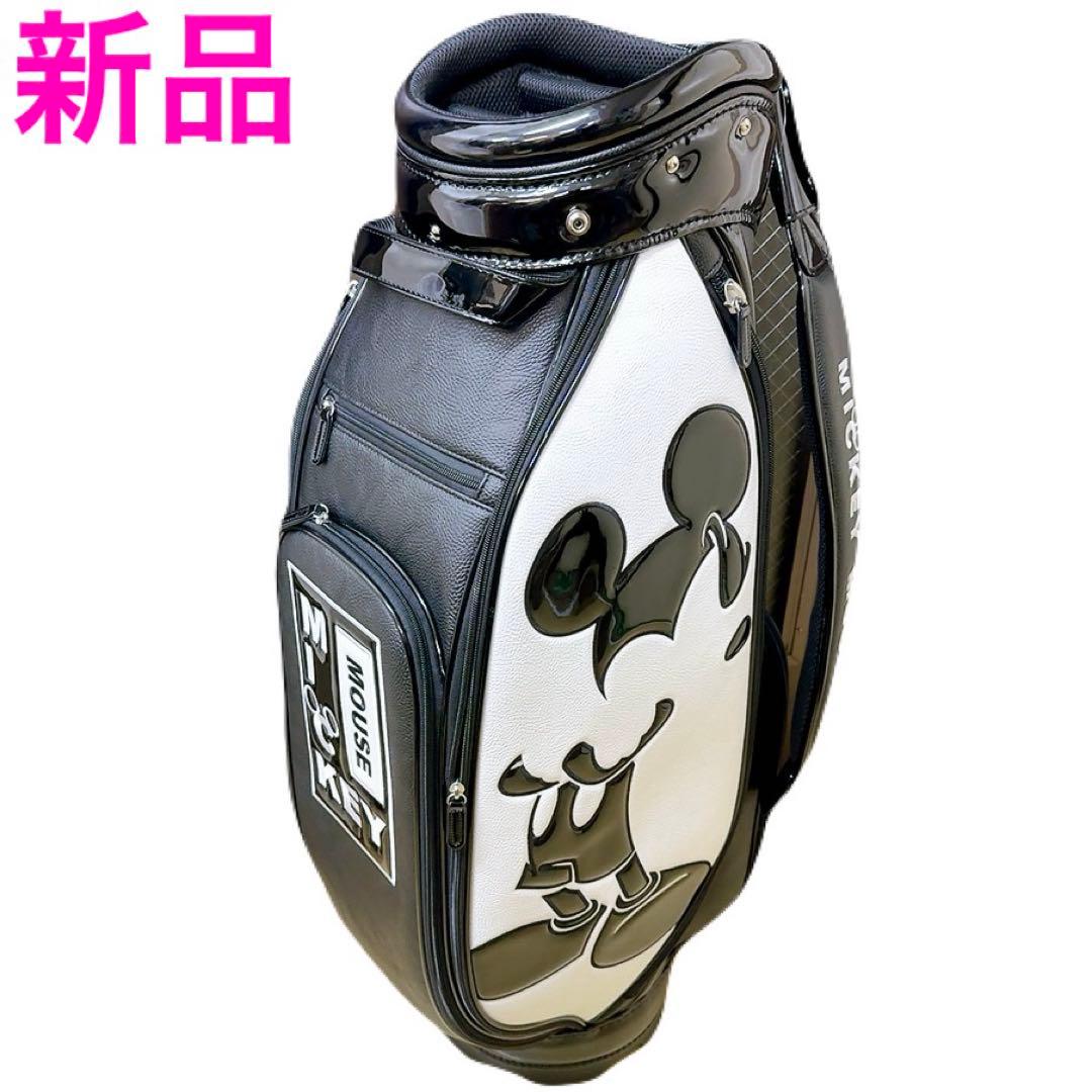 ディズニー モノクローム ミッキーマウスマウス キャディバッグ 黒×白 新品