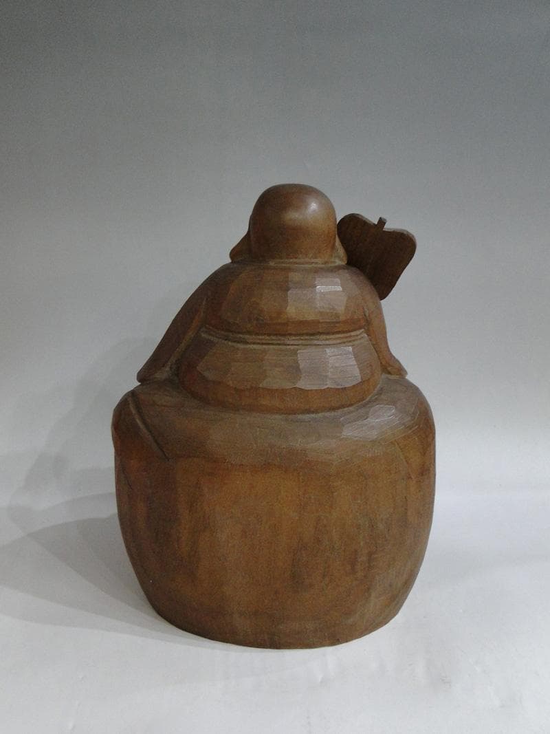 期間限定特価！　木彫　布袋様座像　弥勒菩薩　飛騨高山彫刻　30cm