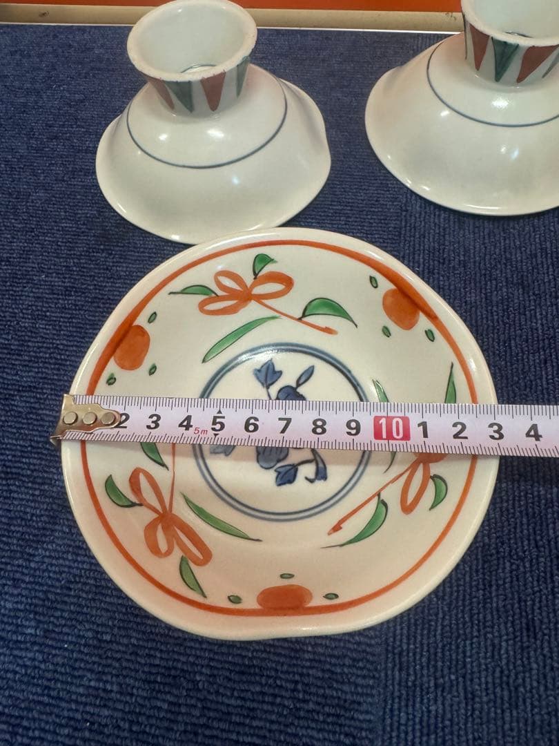 1646 其泉窯　赤絵　高台鉢　5客