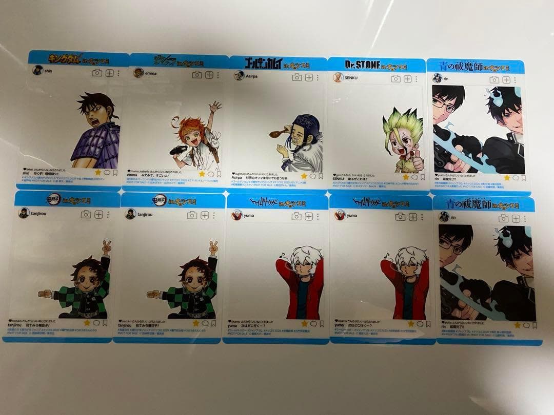 【早いもの勝ち!!】【10枚セット!!】 ジャンプ SNS風 キャラクターカード
