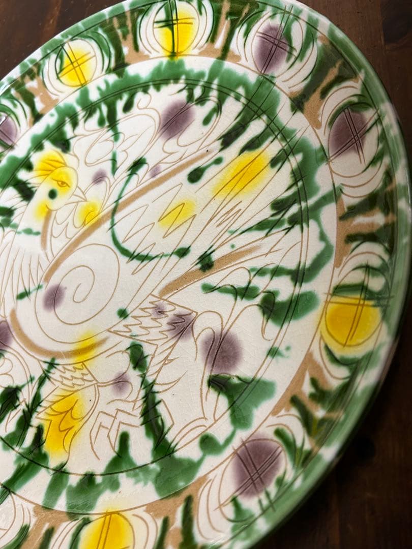 幸兵衛窯 人間国宝「加藤卓男」作　ペルシア三彩鳥文　大皿　希少