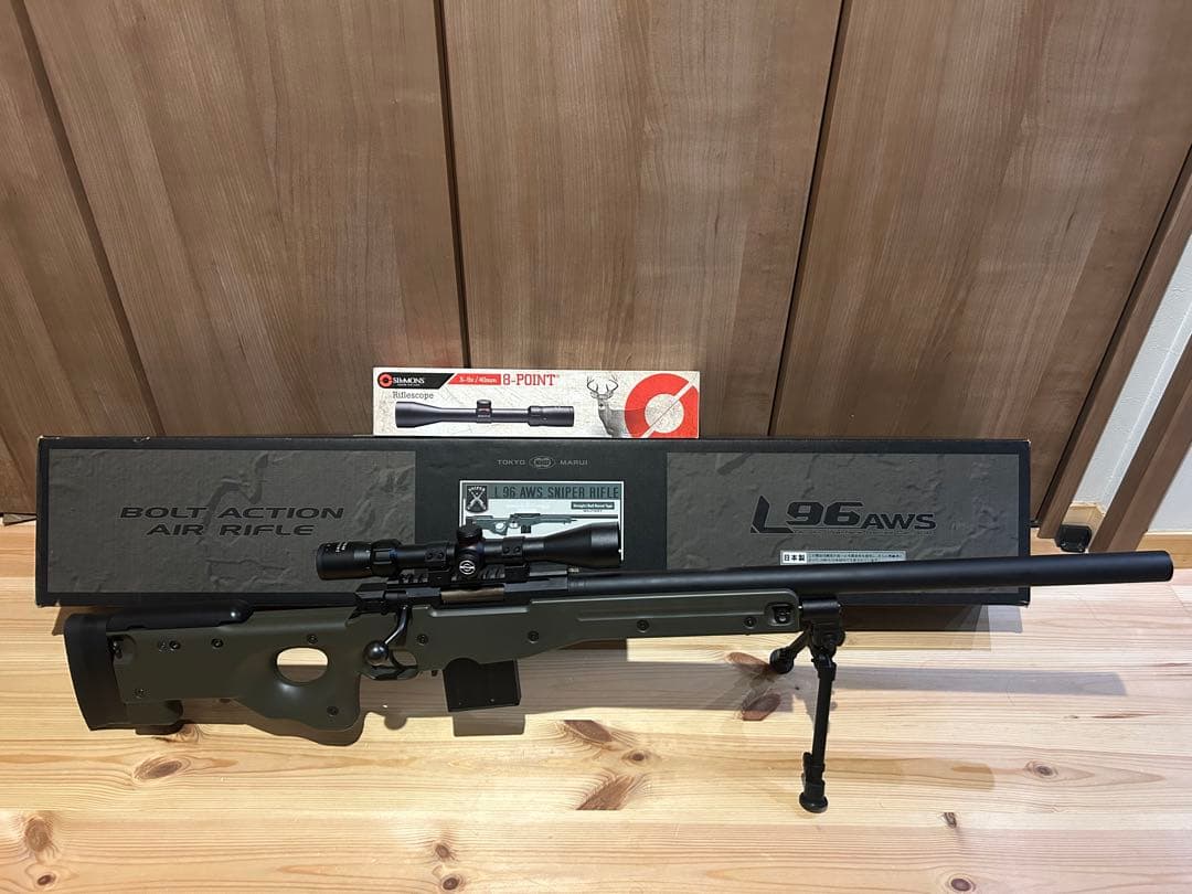 東京マルイ L96 AWS ODストック 実銃用ライフルスコープ+バイポッド