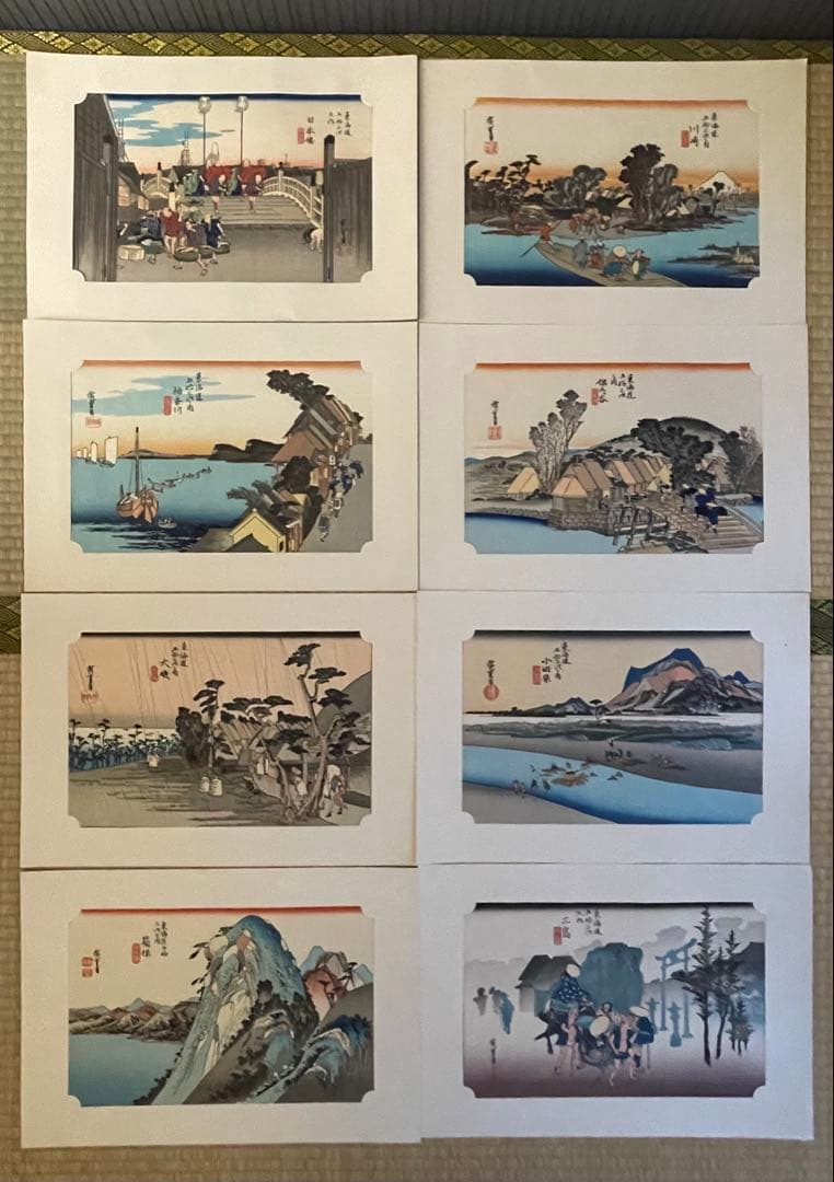 歌川広重　東海道五十三次　保存堂版　8枚セット　40×28cm