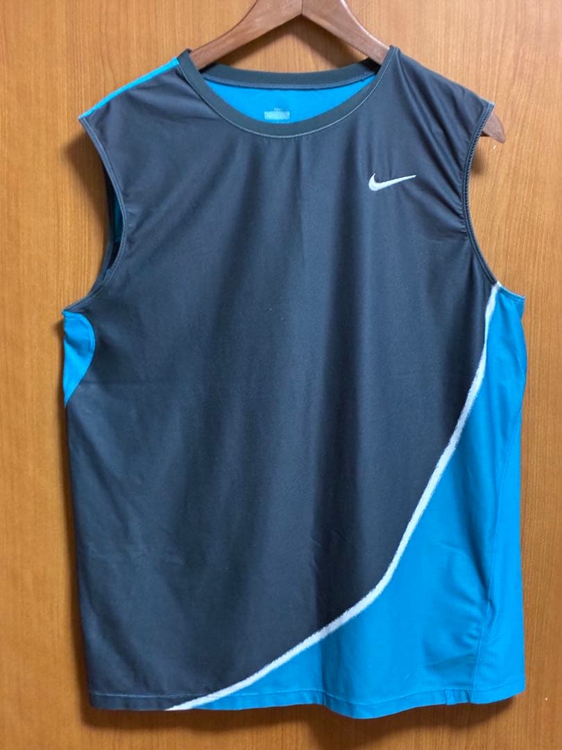 NIKE テニス メンズ タンクトップ L Dri-FIT ネイビーxブルー