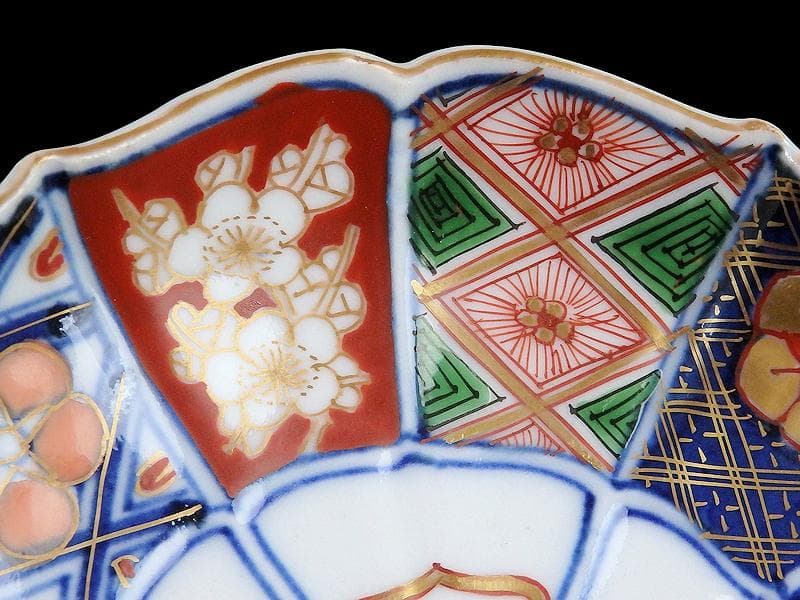 大聖寺伊万里　金襴手 菊皿　4寸半皿　5客　E046AS-CYb