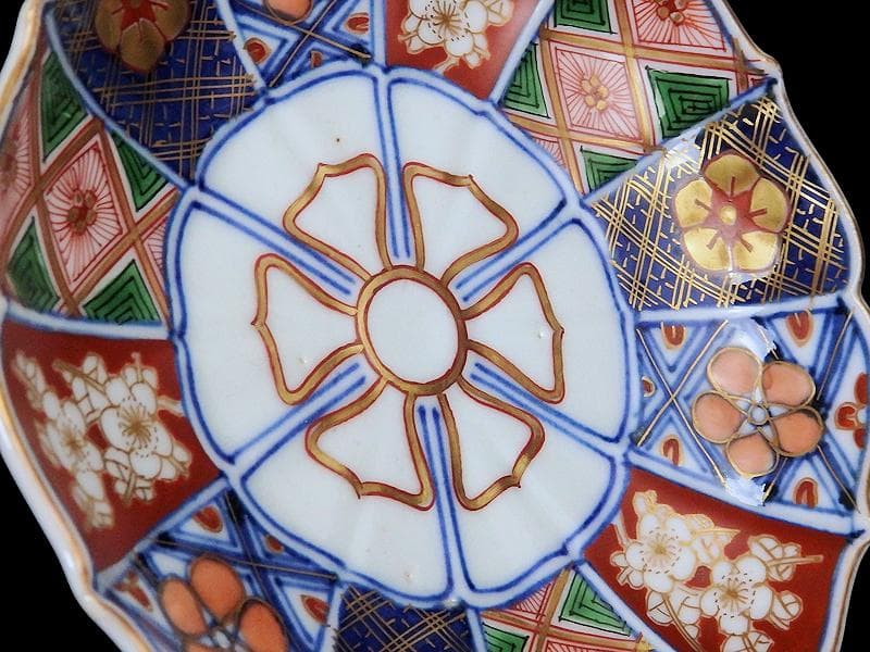 大聖寺伊万里　金襴手 菊皿　4寸半皿　5客　E046AS-CYb