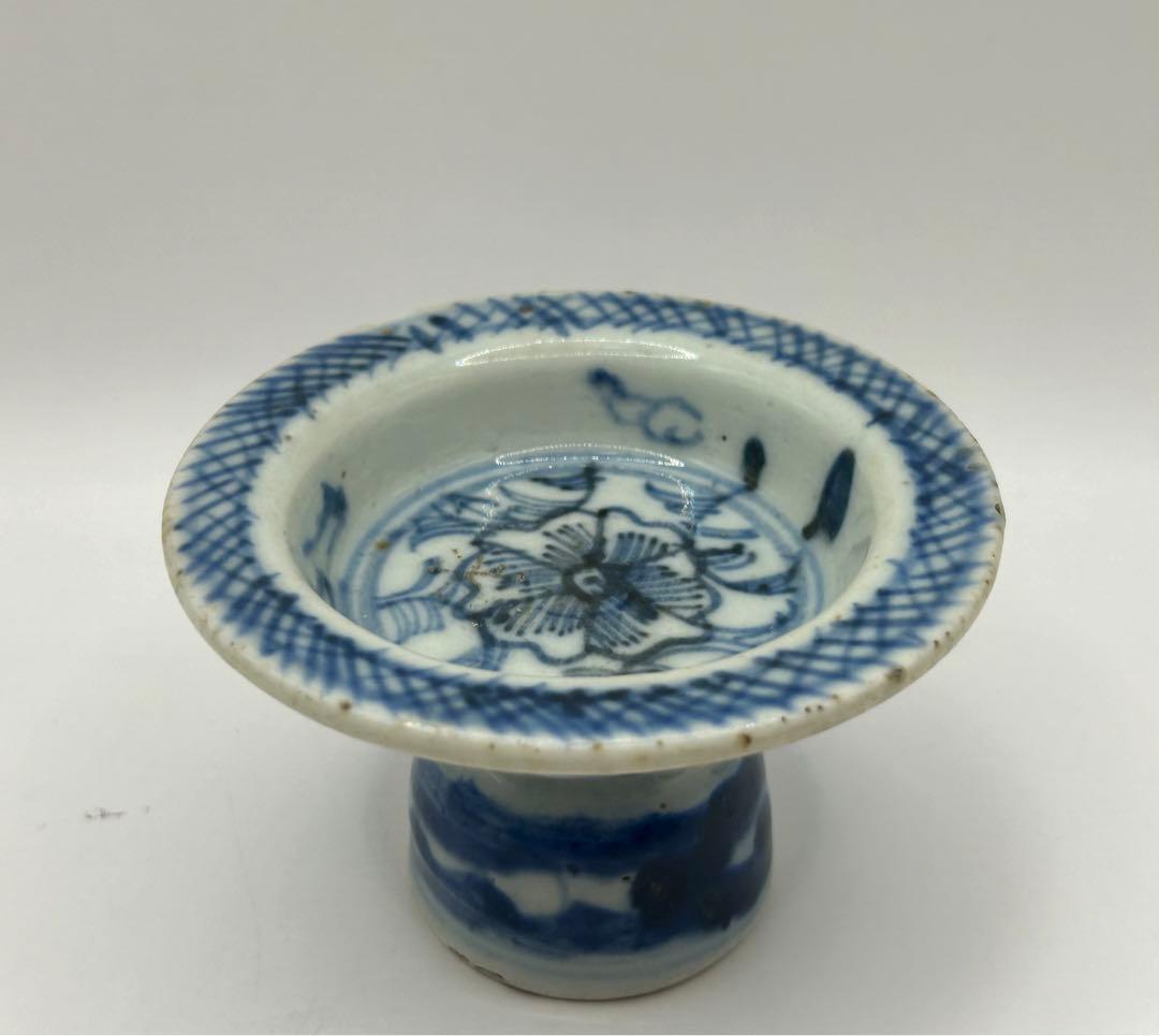 中国　清時代　染付高台皿　アンティーク　送料込み0925