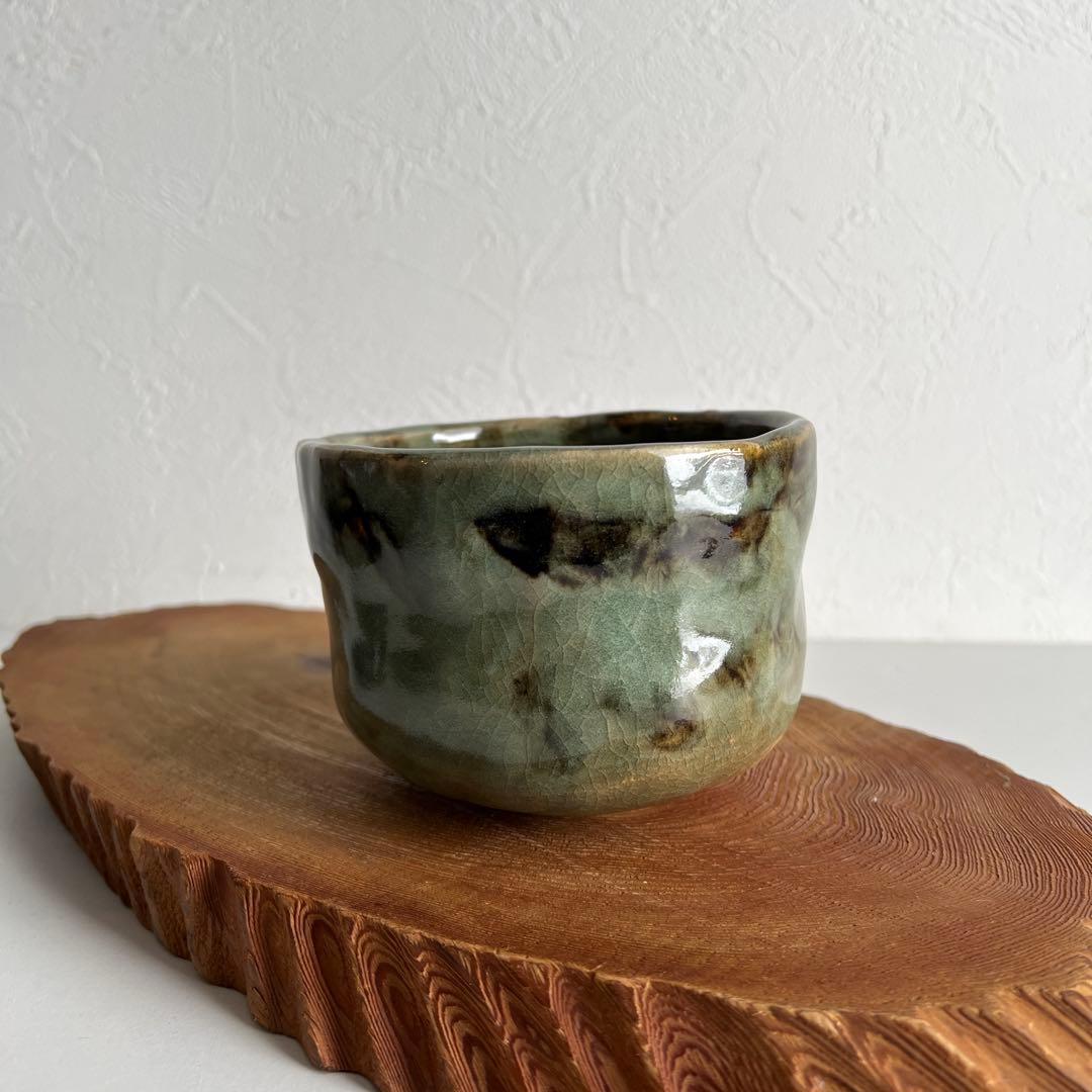 k037 茶道具 抹茶碗 3個セット 侘び寂びを感じさせる素朴な逸品 緑・茶・黒