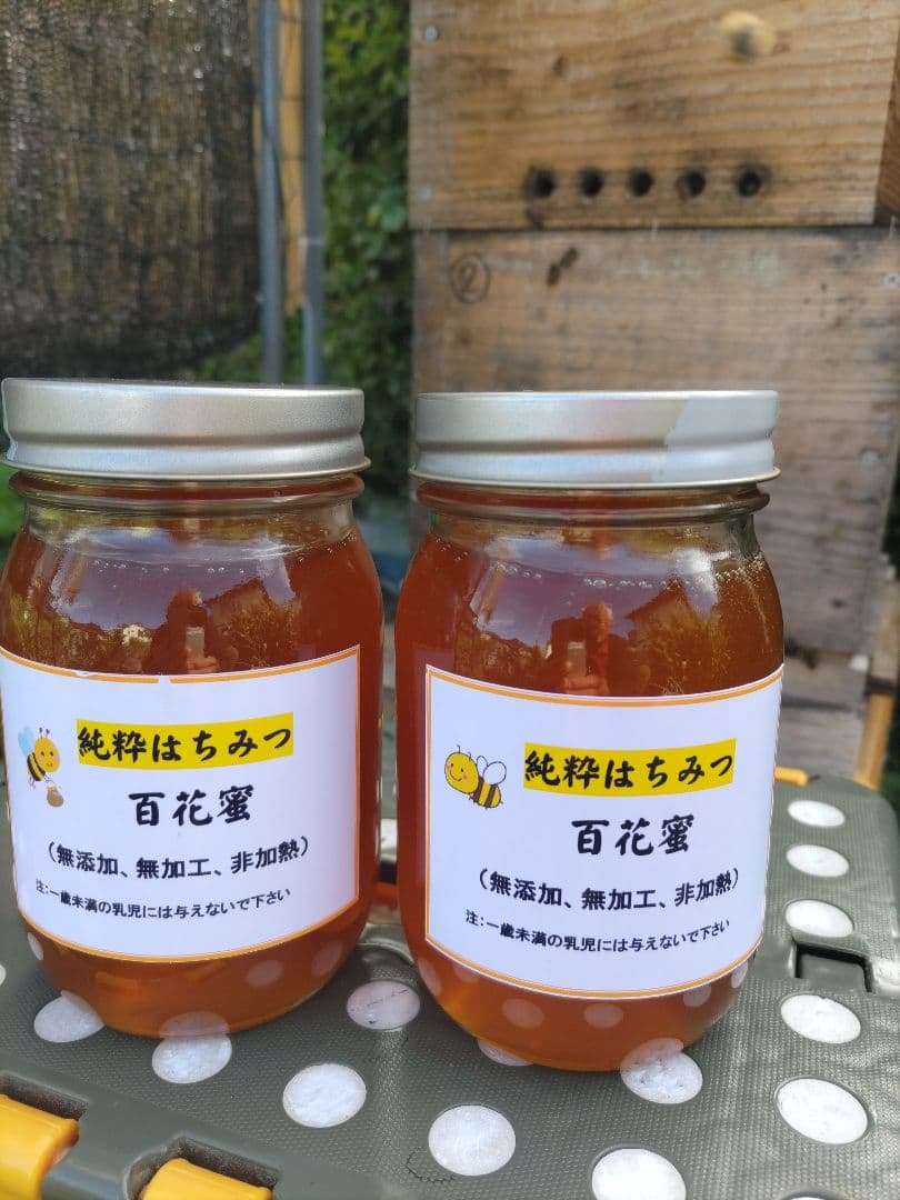 純粋はちみつ　日本蜜蜂の百花蜜　１年熟成　550ｇ✕2本（1.1kg）