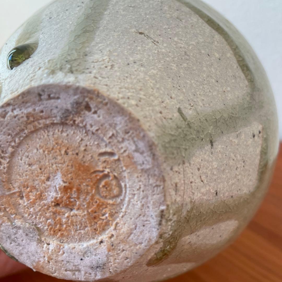 に*に様 光藤佐　耳付壺　緑釉