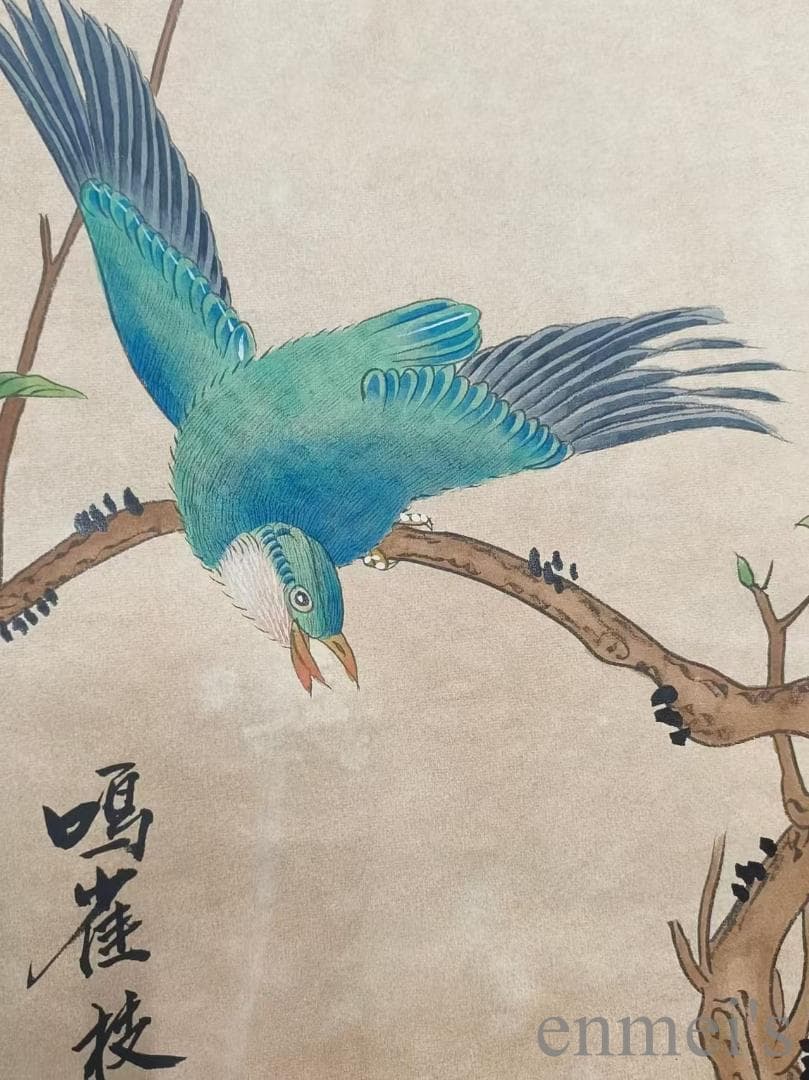 中国古美術.田世光款.花鳥画.宣紙画.三尺手描き.肉筆.掛け軸.絵画.書道.旧蔵