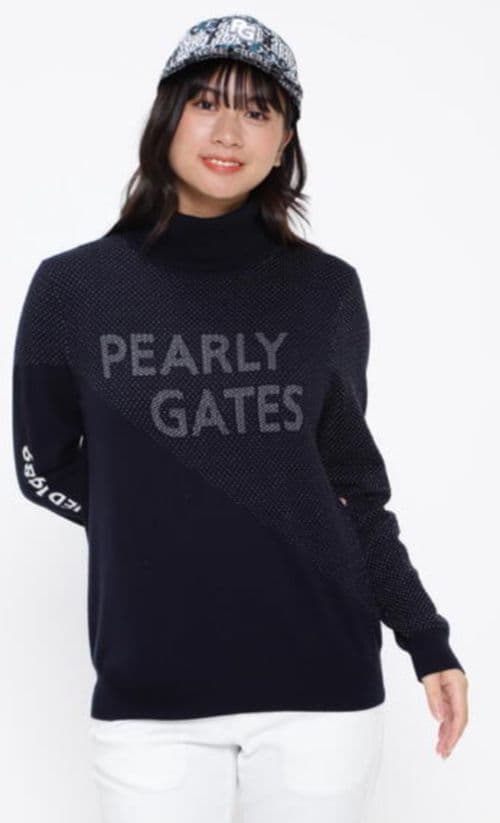 パーリーゲイツ　カシミヤタッチ　タートルネックセーター