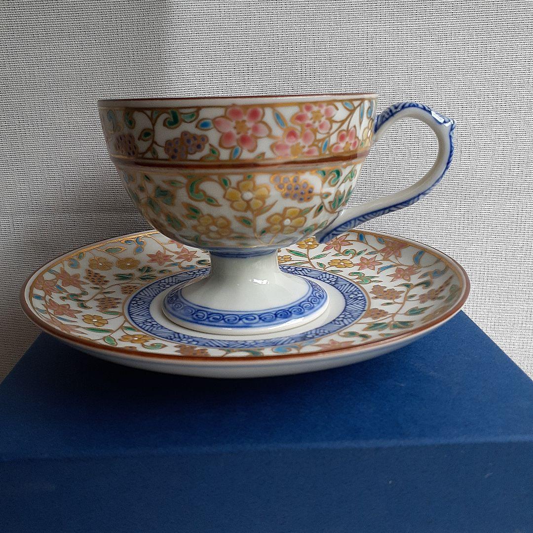 京焼　清水焼　昭阿弥　カップ&ソーサー　金彩花唐草