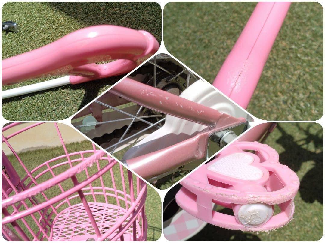 あさひサイクル　メゾピアノ　１６インチ自転車　スタンド補助輪、舵取りハンドル付き