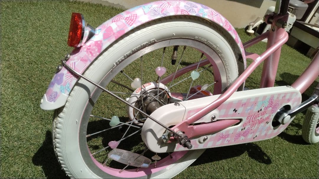 あさひサイクル　メゾピアノ　１６インチ自転車　スタンド補助輪、舵取りハンドル付き