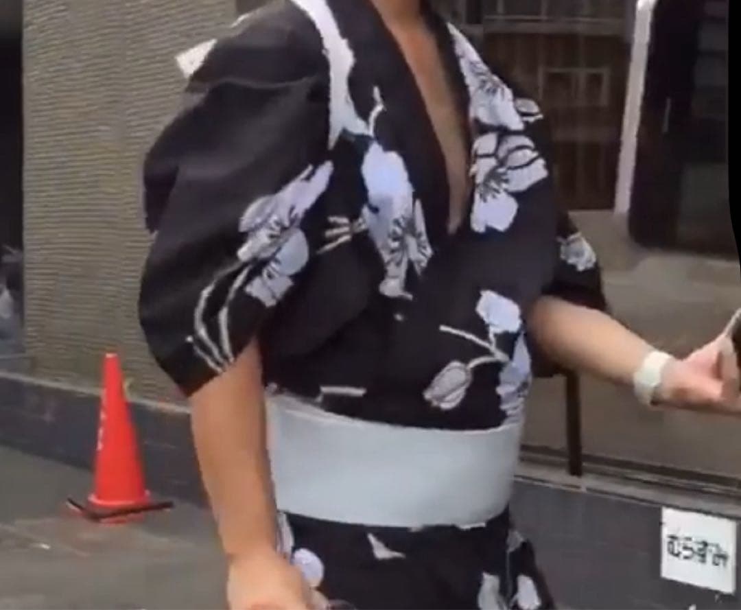 シャンパーニュ・ベルエポック柄・男性用浴衣