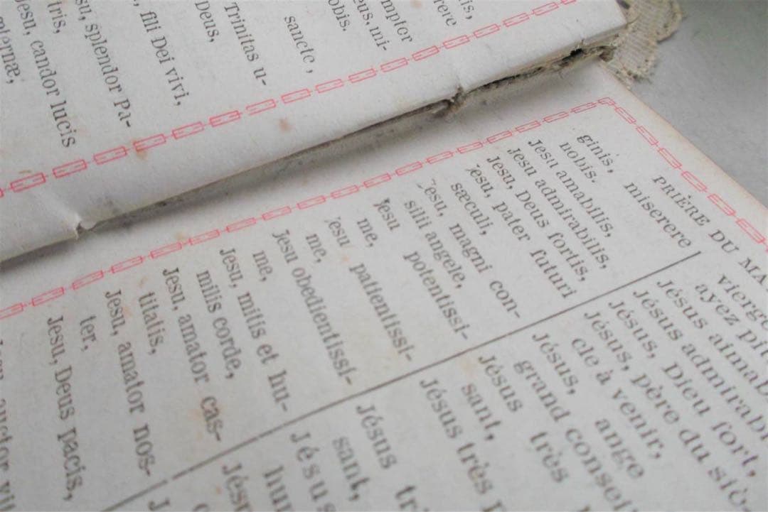 フランスアンティーク■アイボリーの表紙の祈祷書 花 古い本　セルロイド