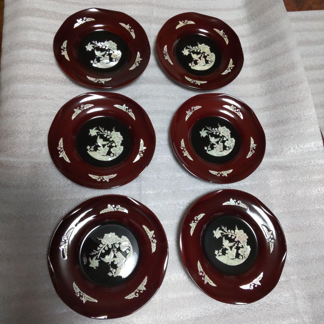 螺鈿ラデン茶托【新品】6枚組