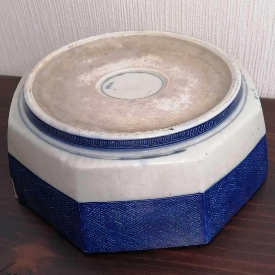 ⑰古伊万里染付八角の鉢　鹿とコウモリの図　美品