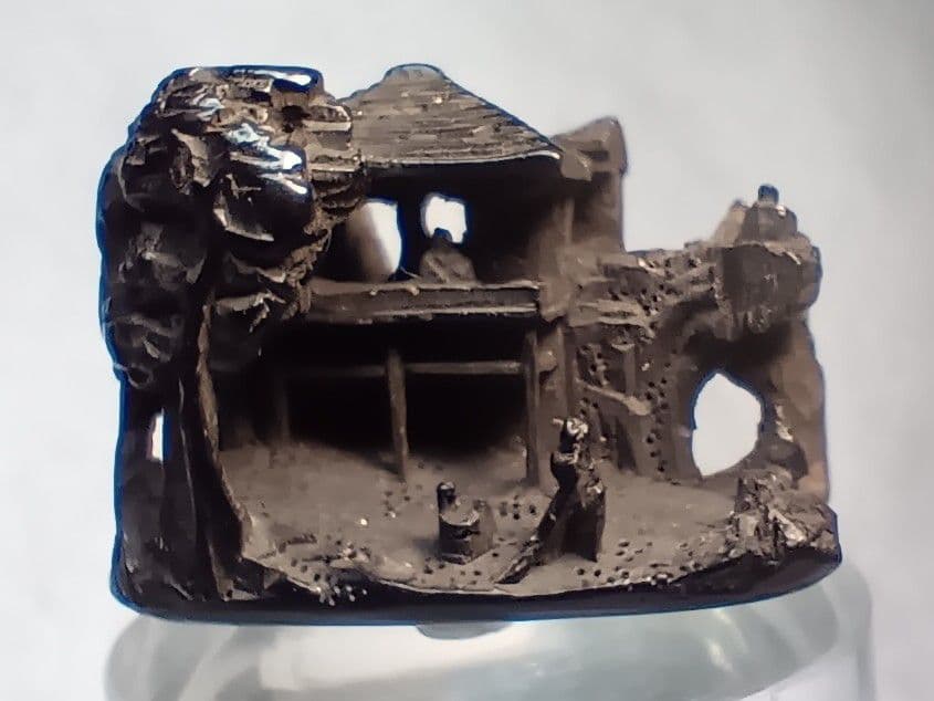 海松（黒珊瑚）彫 根付 「蓬莱山」神仙思想 銘有 破損無 超絶技巧名品