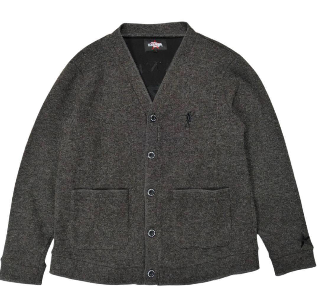 E.YAZAWA ロゴ刺繍 カーディガン ダークグレー