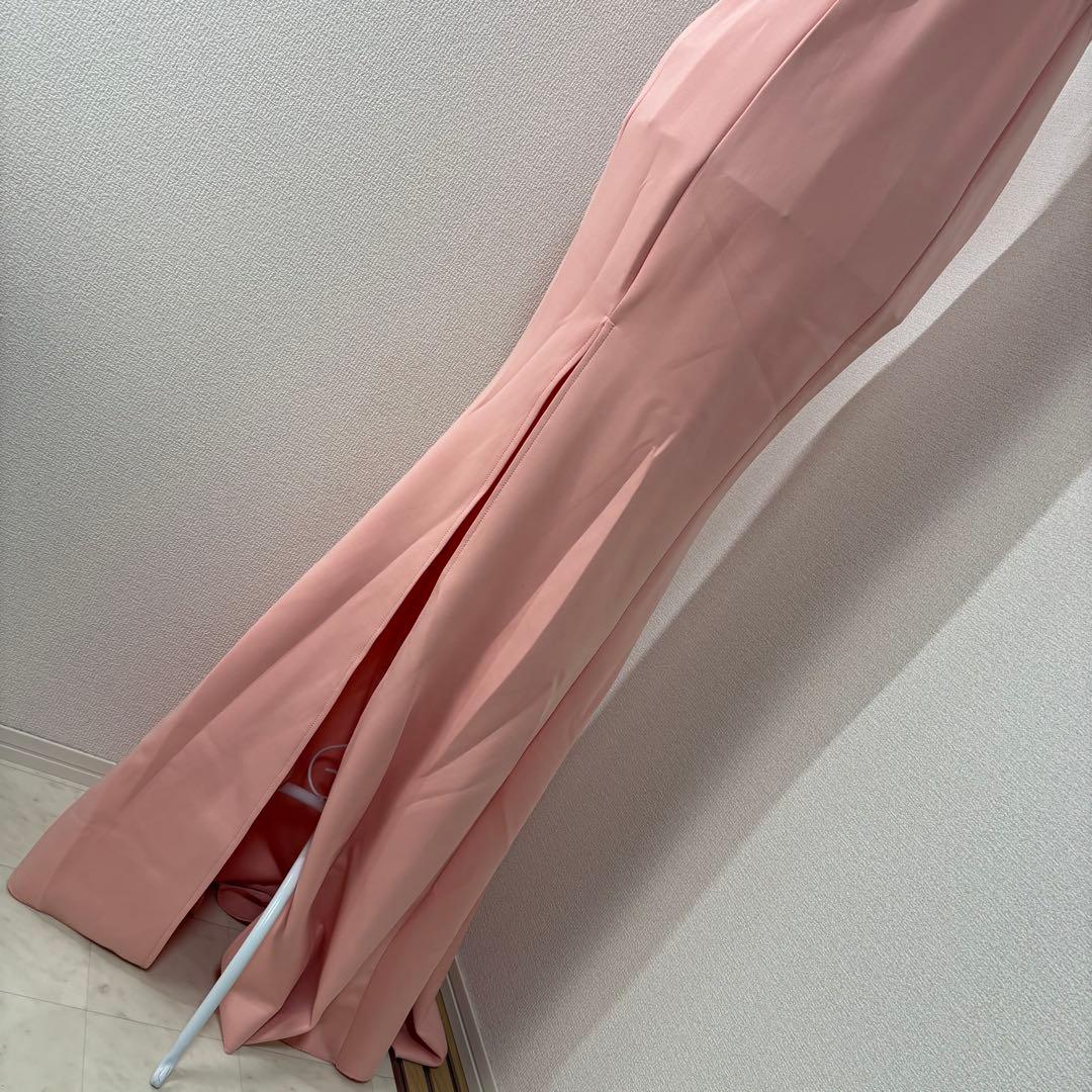 Kalinai（カリナイ）S】ピンク スリット入りロングドレス　クロスストラップ