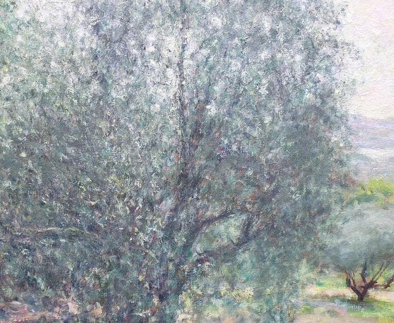 井上　司「オリーブの木と海 」油彩　F8