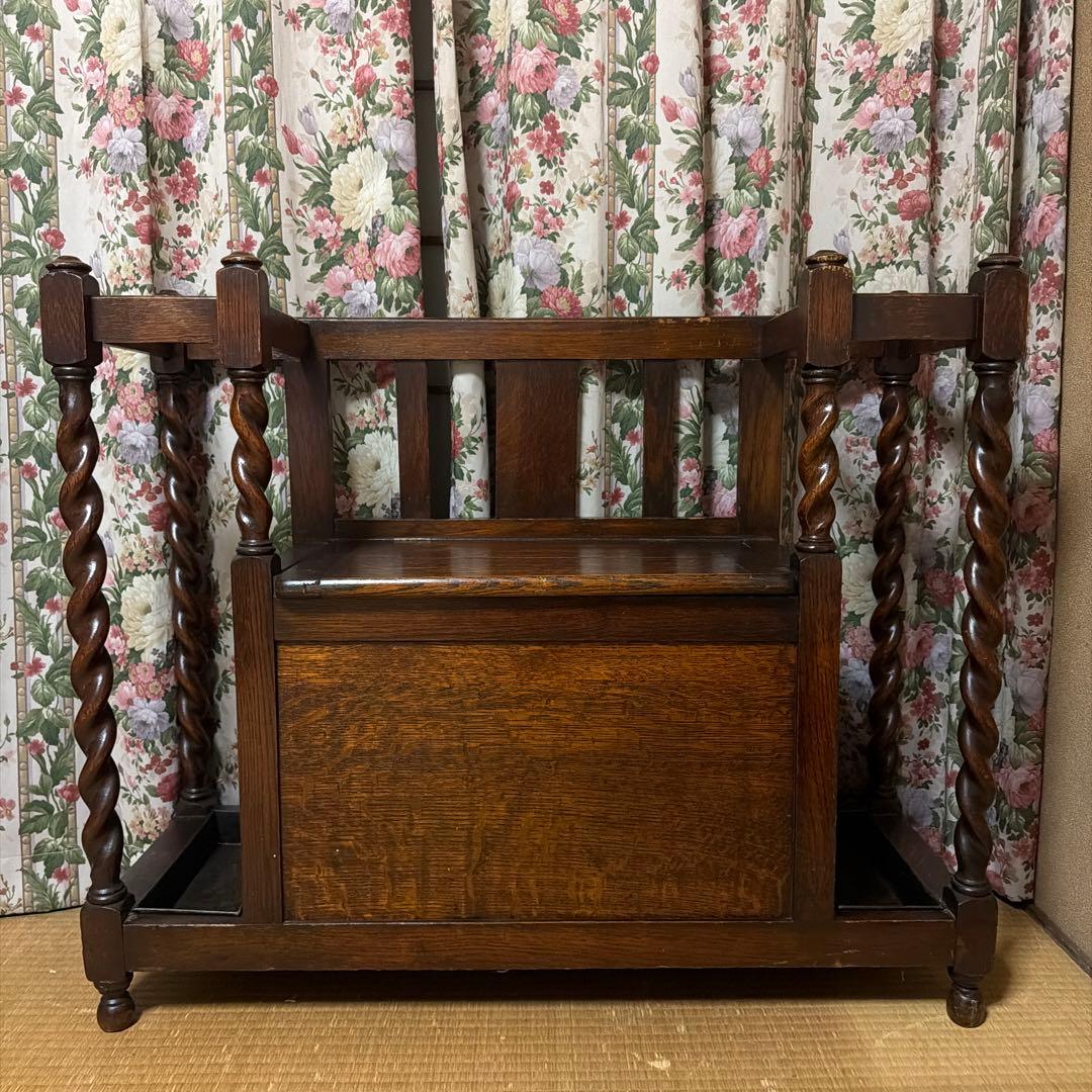 スティックスタンド　アンティーク　オーク　ベンチ　ステッキ　玄関家具