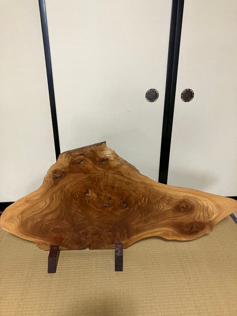 自然形状の木製アンティーク雑貨　骨董品　昭和レトロ（スタンド付き）