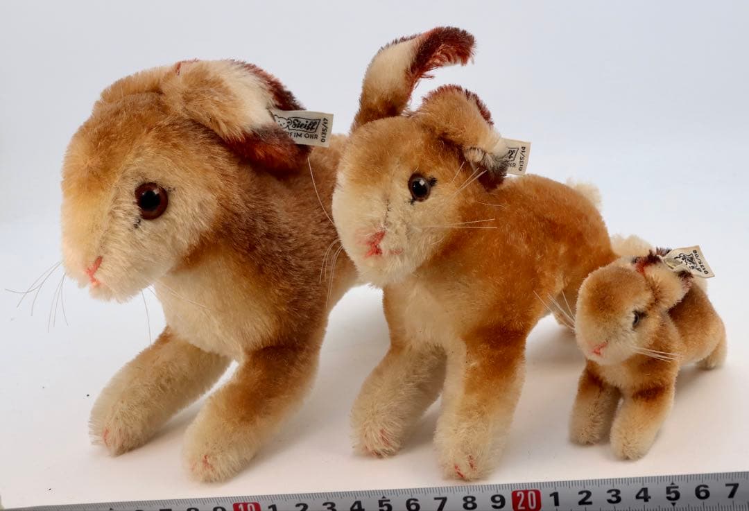 ビンテージ・シュタイフ・ラビット大中小3体セット 0135/17,14,08