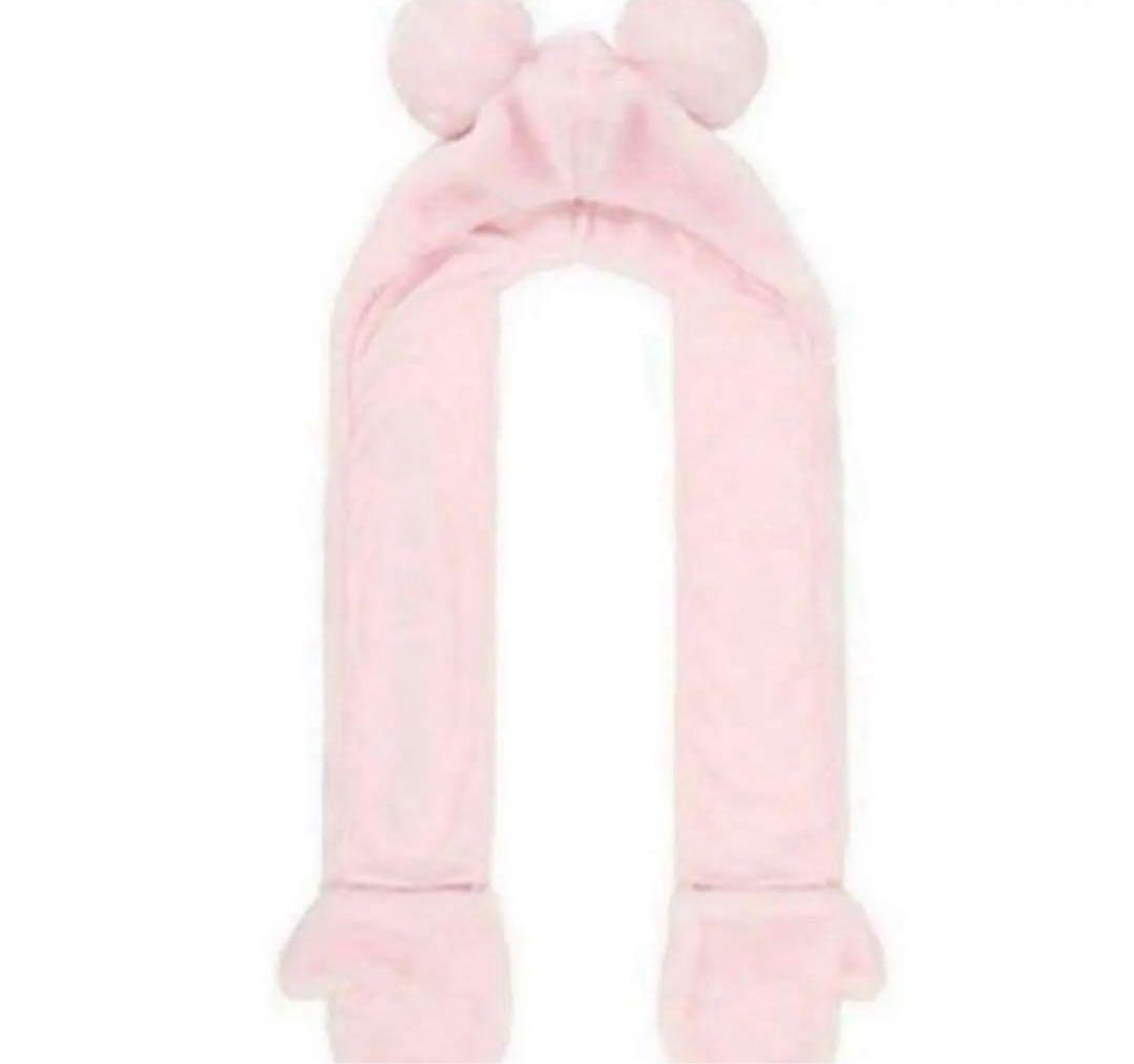 ミニー ミッキー マフラーキャップ ファンキャップ ピンク
