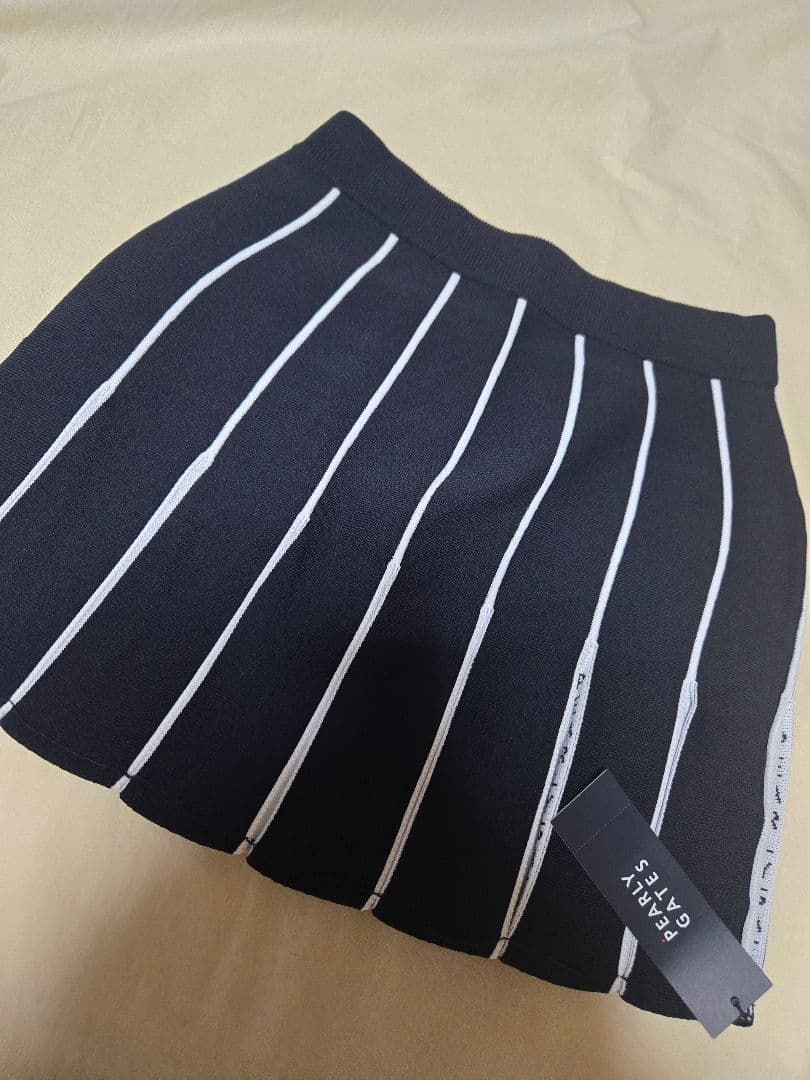 ネイビー　パーリーゲイツ　1 サイズ M　ストライプ　プリーツ　ニットスカート