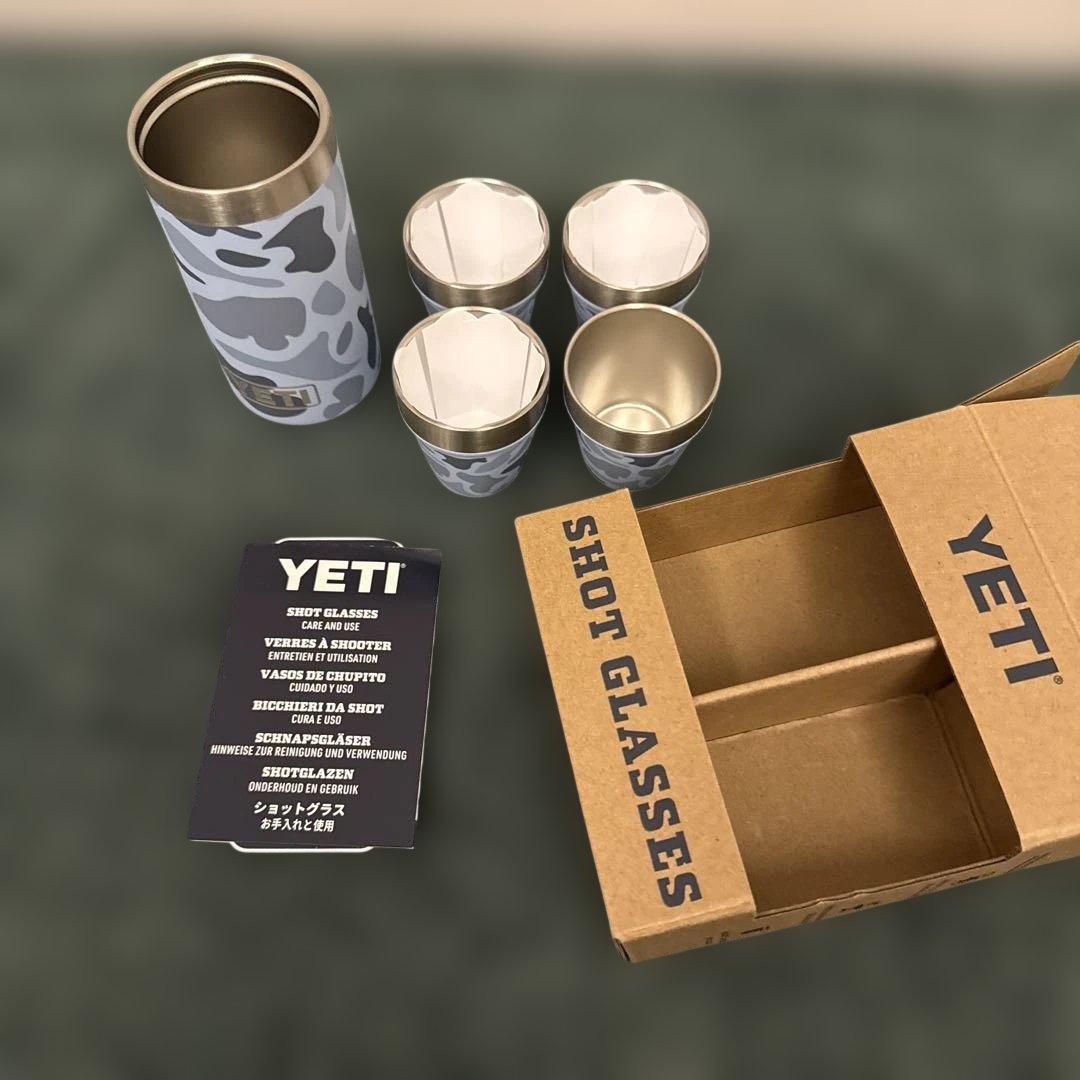 YETI ショットグラス 4個セット 迷彩 CAMO & ゴールド ステンレス