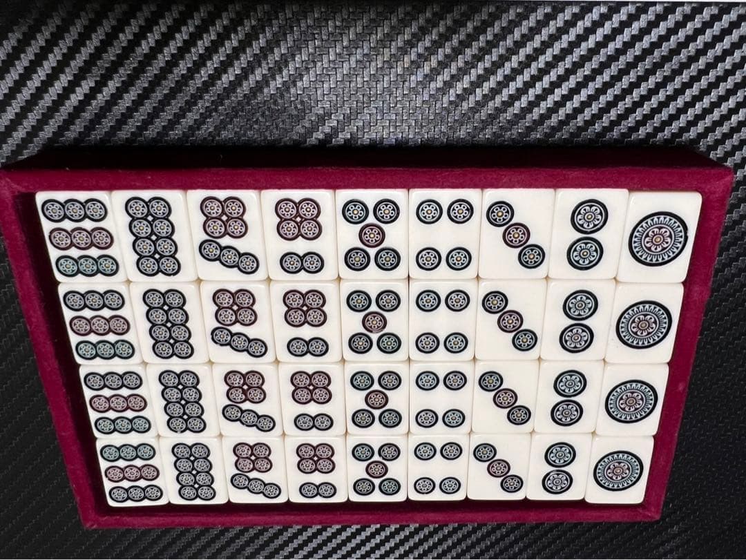 麻雀牌　ミズノ丸一　法悦　背黒　ブラック　最高級麻雀牌　希少　本革