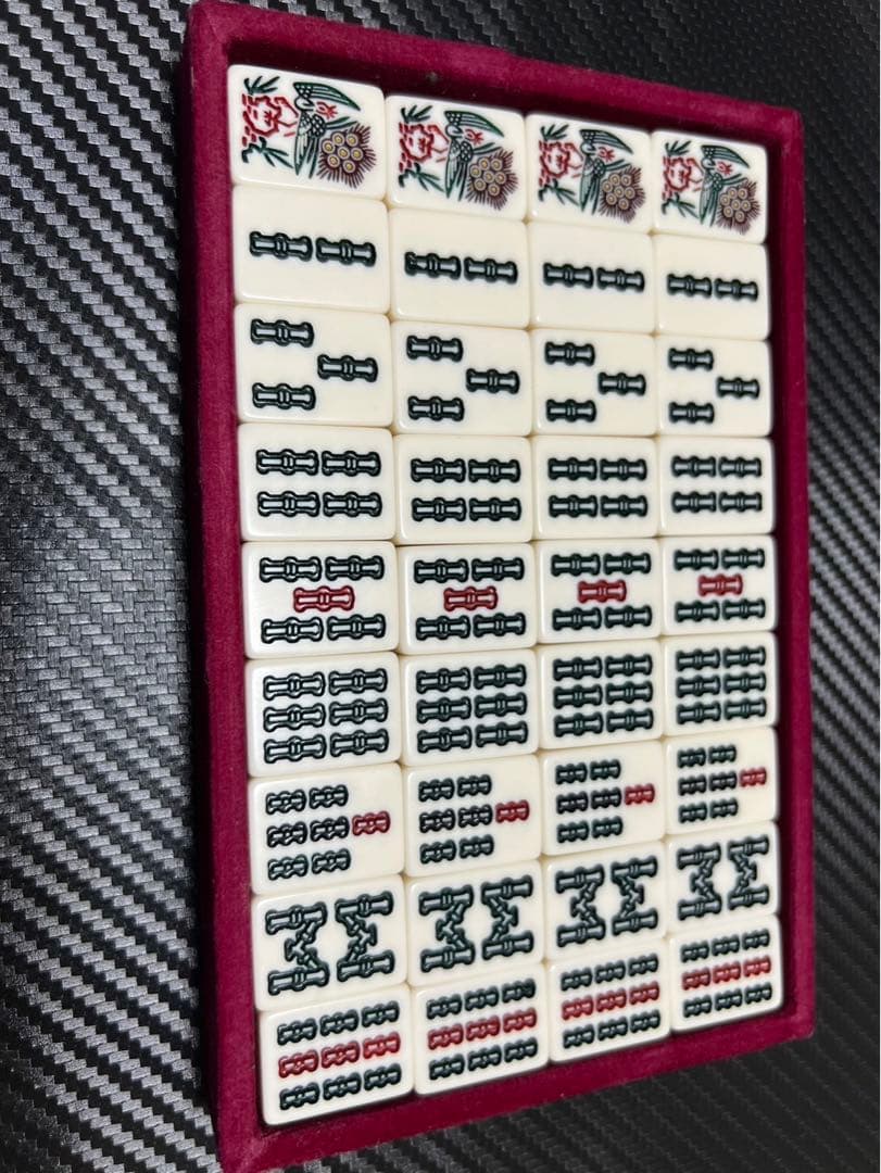 麻雀牌　ミズノ丸一　法悦　背黒　ブラック　最高級麻雀牌　希少　本革