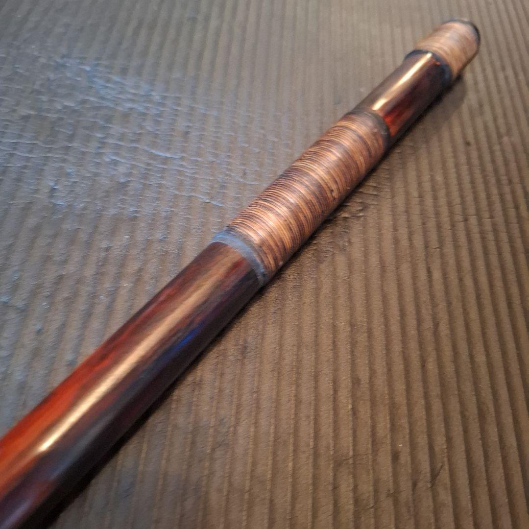 篠笛　古典調　7穴　四本調子　天地胴籐巻き　燻風仕上げ