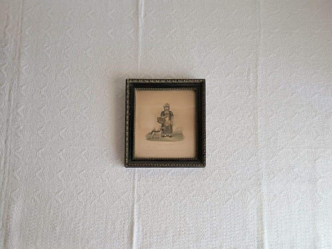 * antique picture ❀* 女の子とワンちゃんのいる 版画プリント