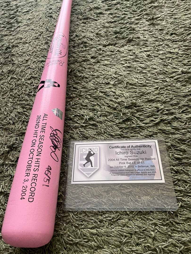 【希少】イチロー　直筆サインバット　ピンクリボン