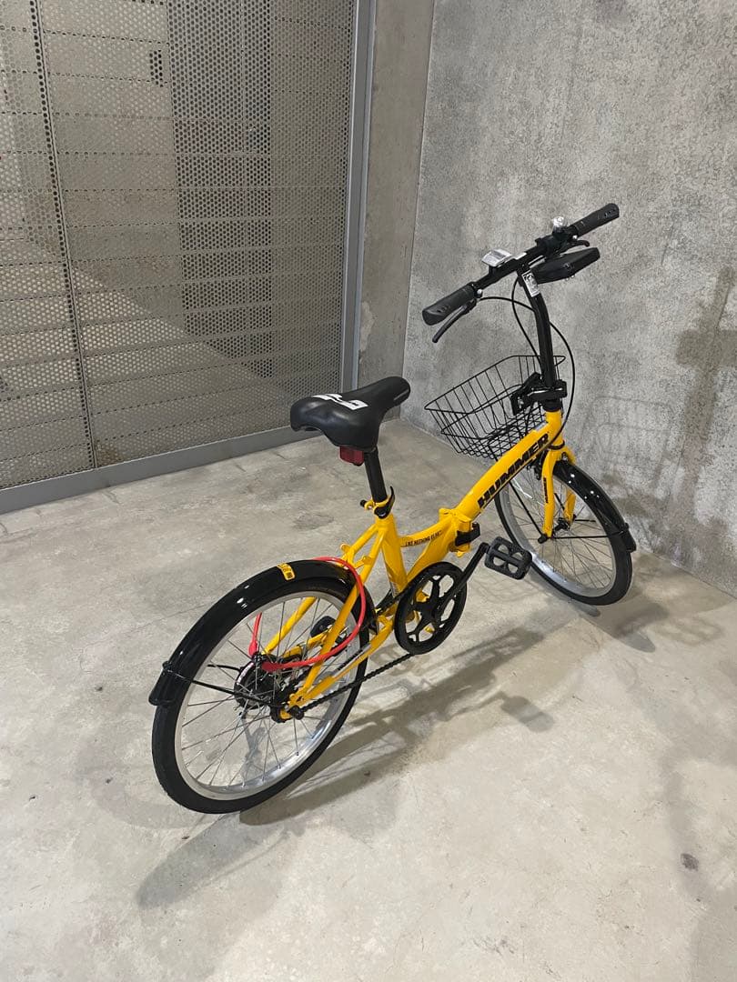 折りたたみ自転車 黄色 バスケット付き