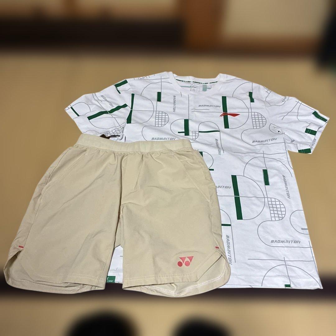 LI-NING バドミントン Tシャツ & YONEX ハーフパンツXXL/M