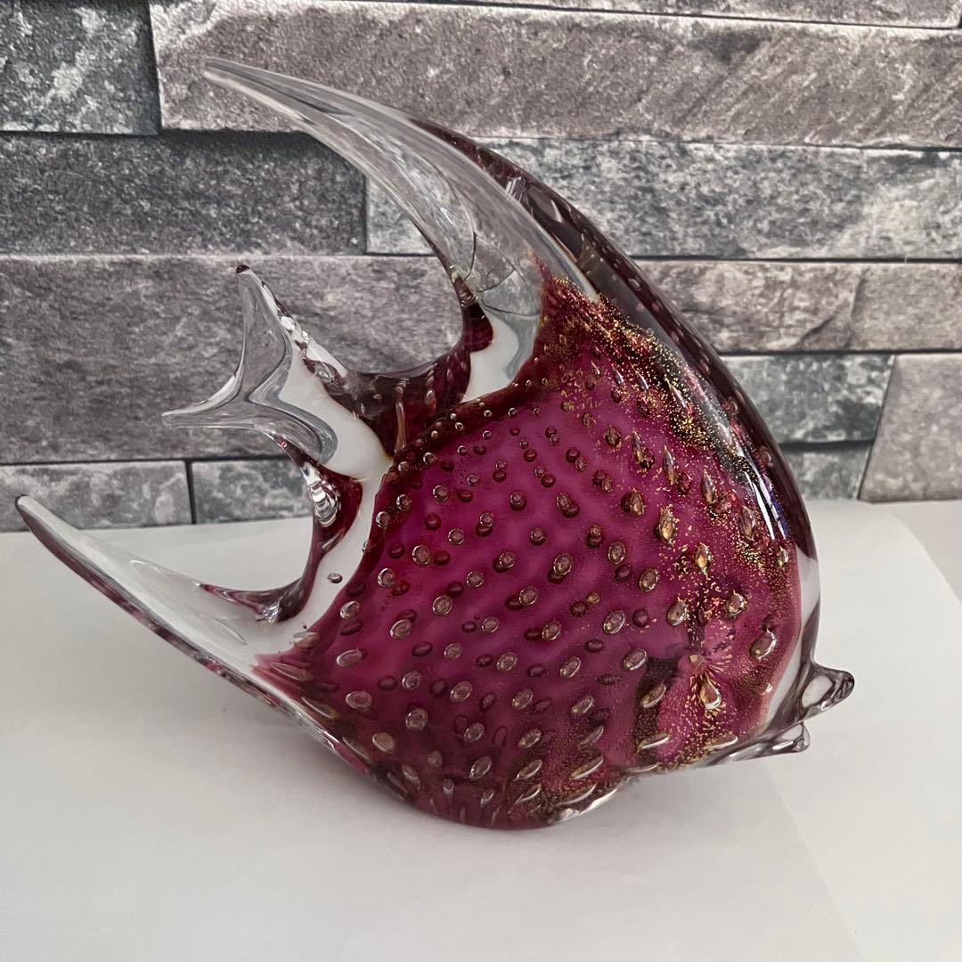 ヴェネチアングラス　ムラーノ　ガラス置物　硝子細工　魚　エンゼルフィッシュ