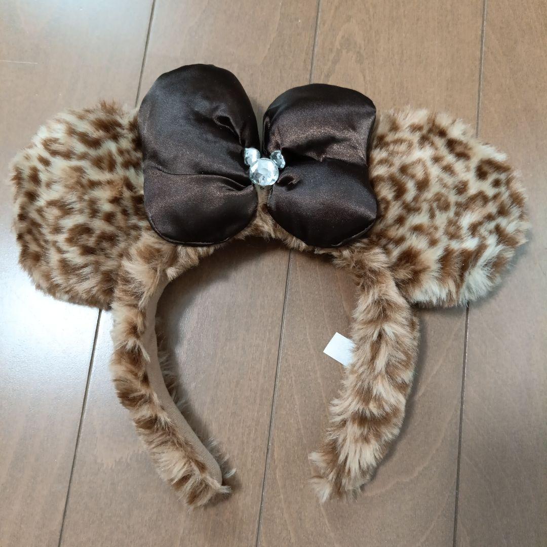 ディズニー ヒョウ柄カチューシャ　ミニー　リボン