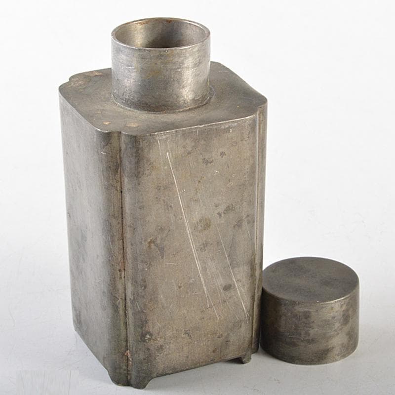 煎茶道具　古錫　四方茶壷　茶心壷　在銘　約212g　M　R5849