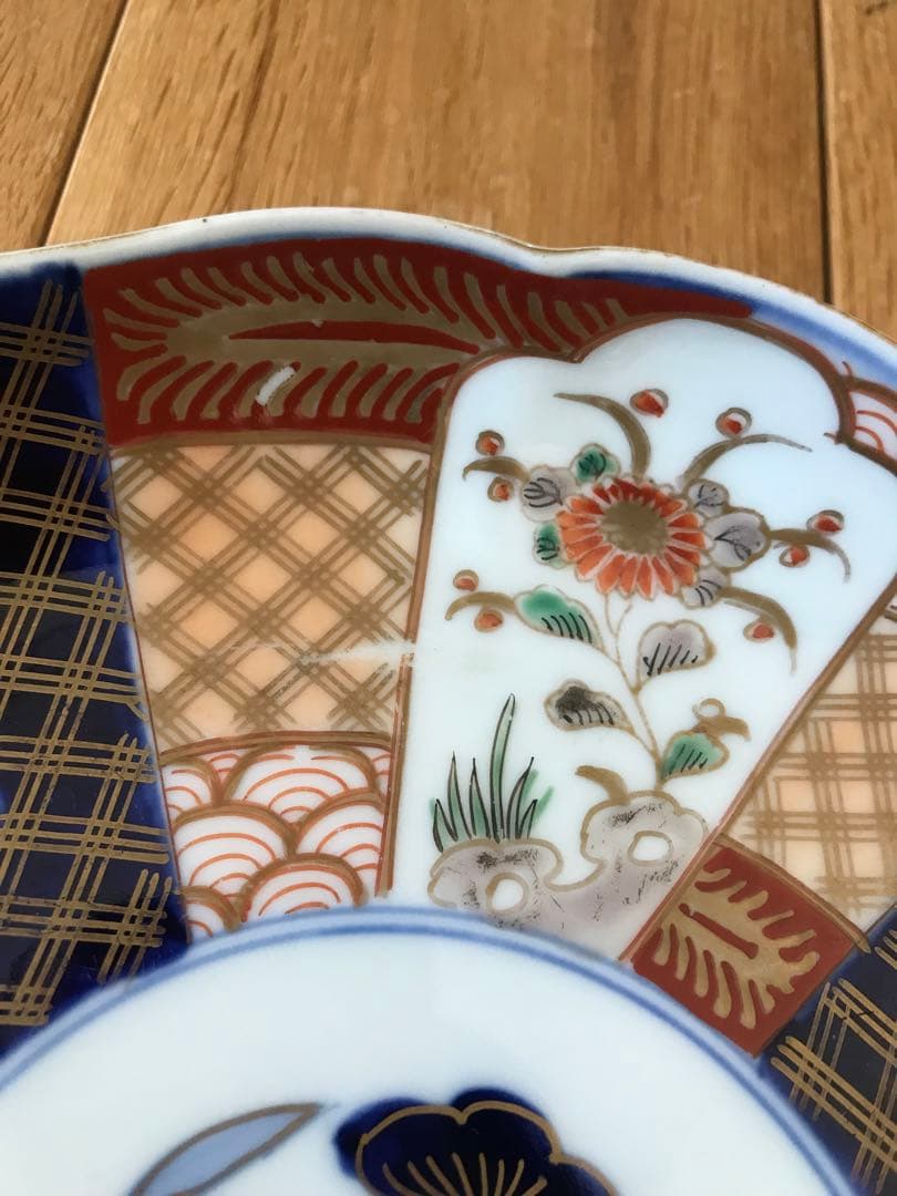 大皿　2枚　骨董品　大聖寺伊万里　古伊万里　伊万里　色絵　金彩　向付　5客