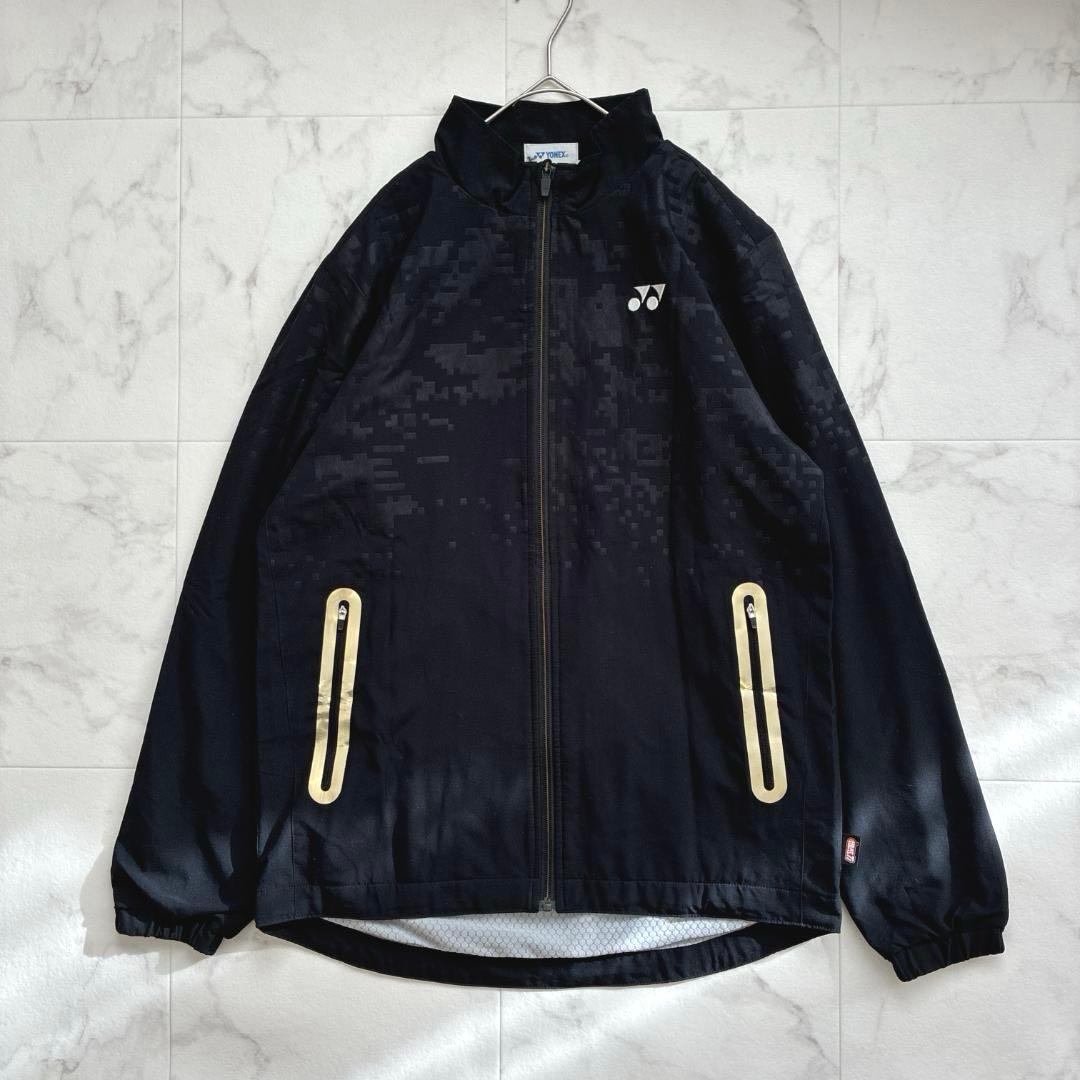 良品 ヨネックス テニス 裏地付きウィンドウウォーマージャケット L 黒×金